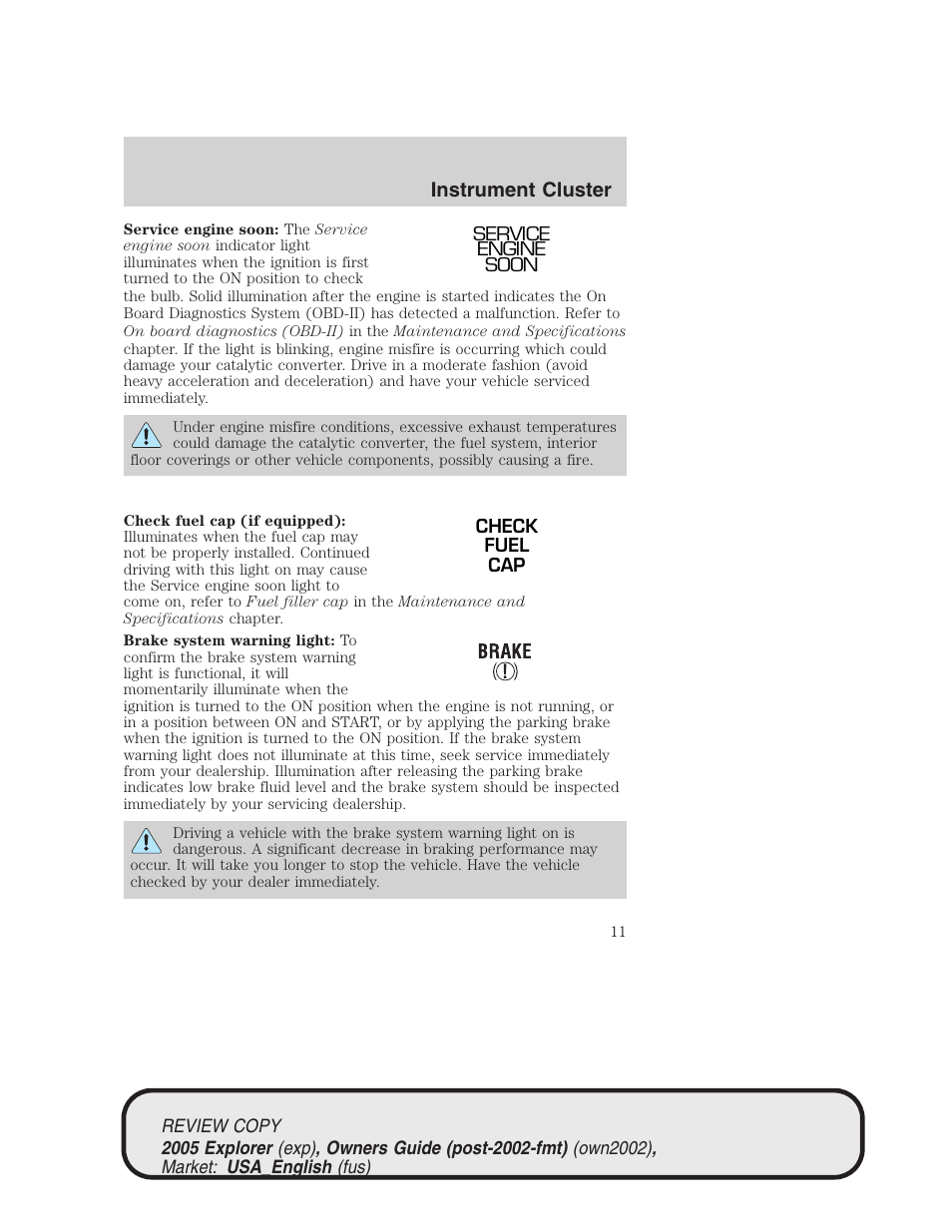 FORD 2005 Explorer v.1 User Manual | Page 11 / 320