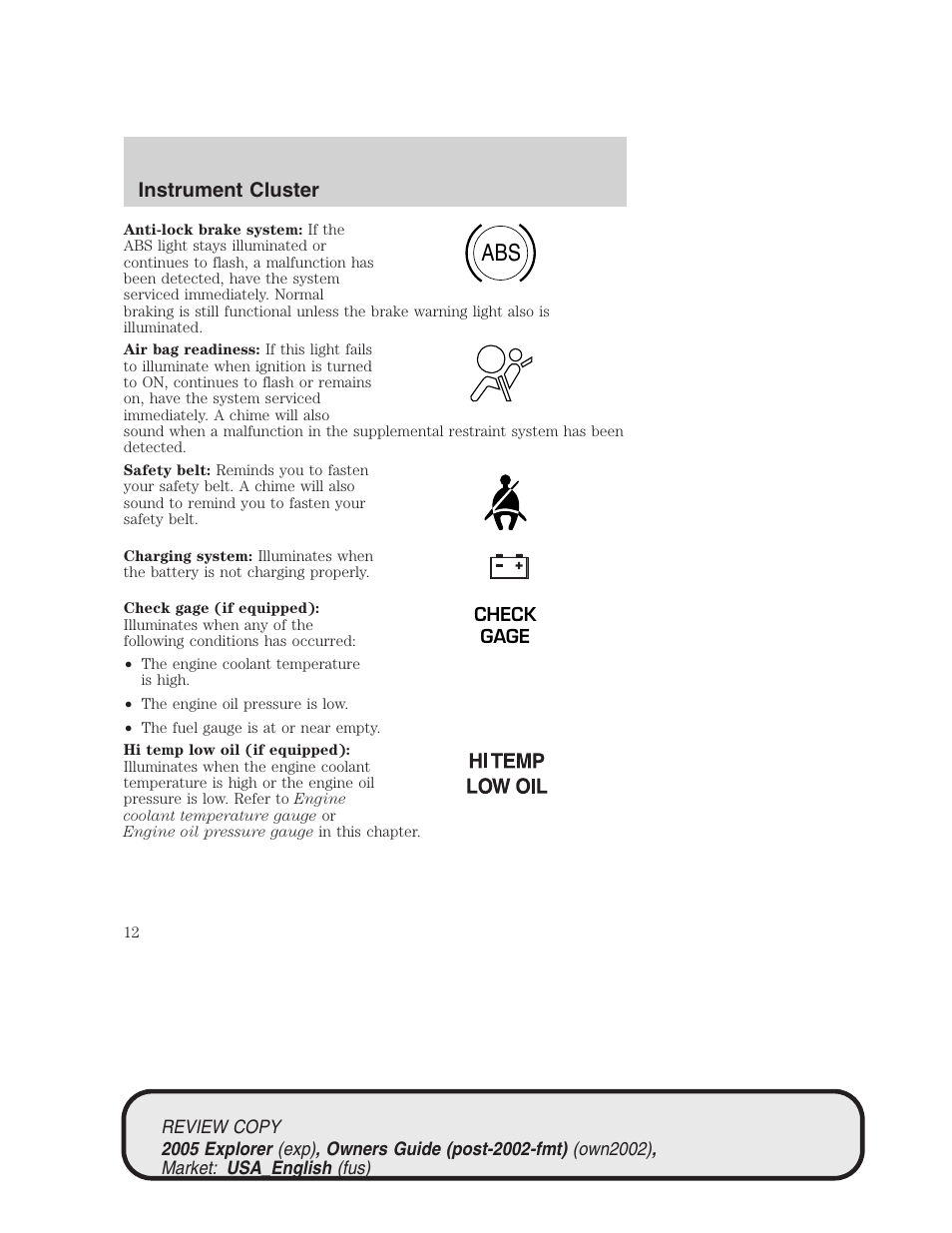 FORD 2005 Explorer v.1 User Manual | Page 12 / 320