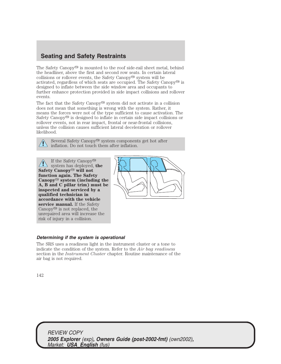Seating and safety restraints | FORD 2005 Explorer v.1 User Manual | Page 142 / 320
