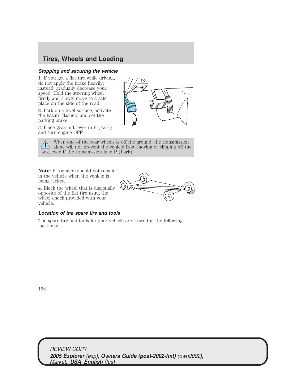 Tires, wheels and loading | FORD 2005 Explorer v.1 User Manual | Page 166 / 320