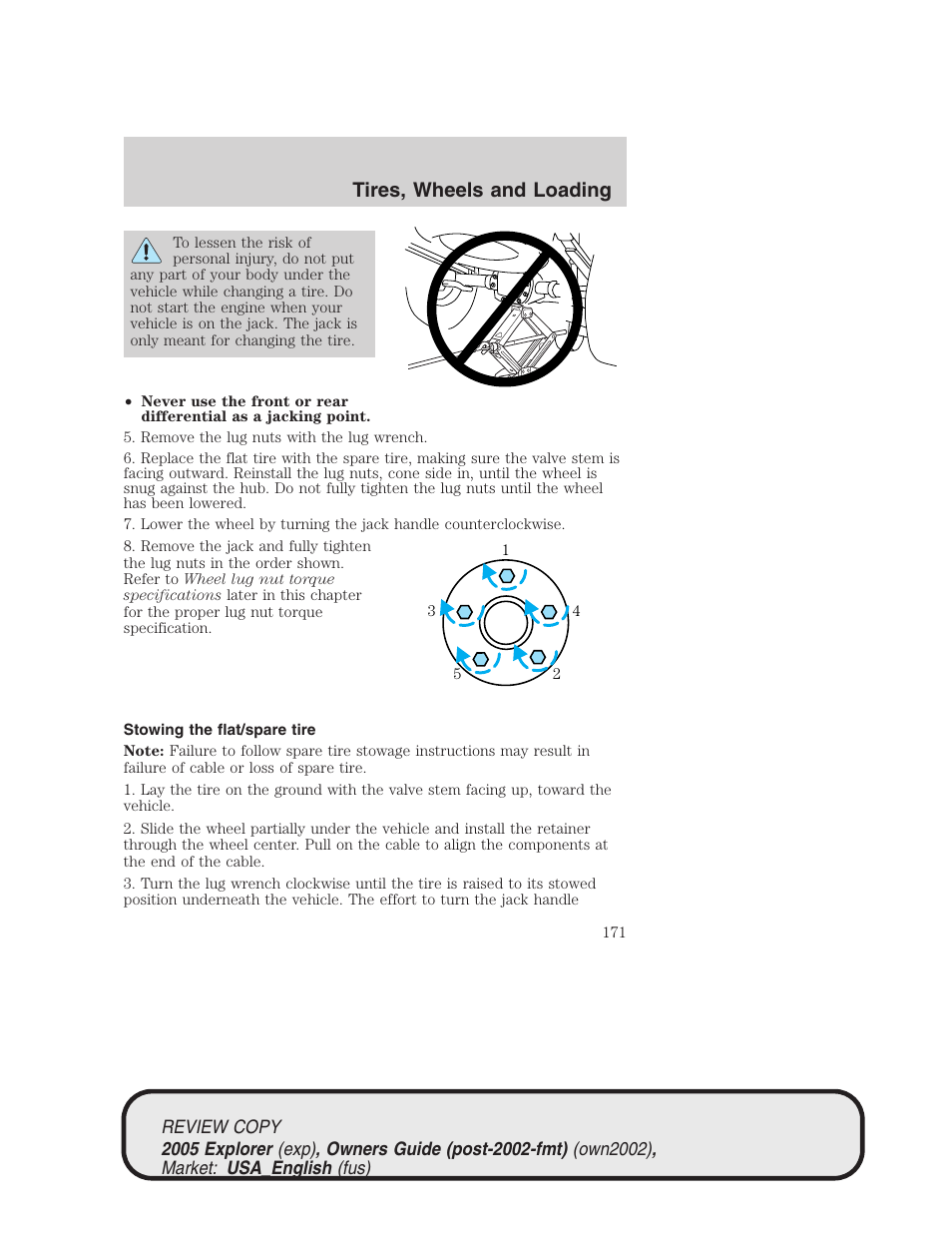 Tires, wheels and loading | FORD 2005 Explorer v.1 User Manual | Page 171 / 320