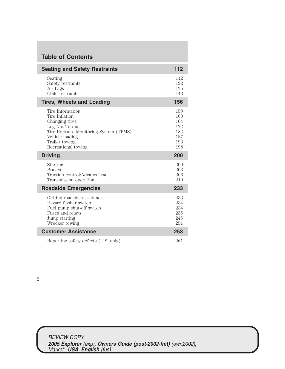 FORD 2005 Explorer v.1 User Manual | Page 2 / 320