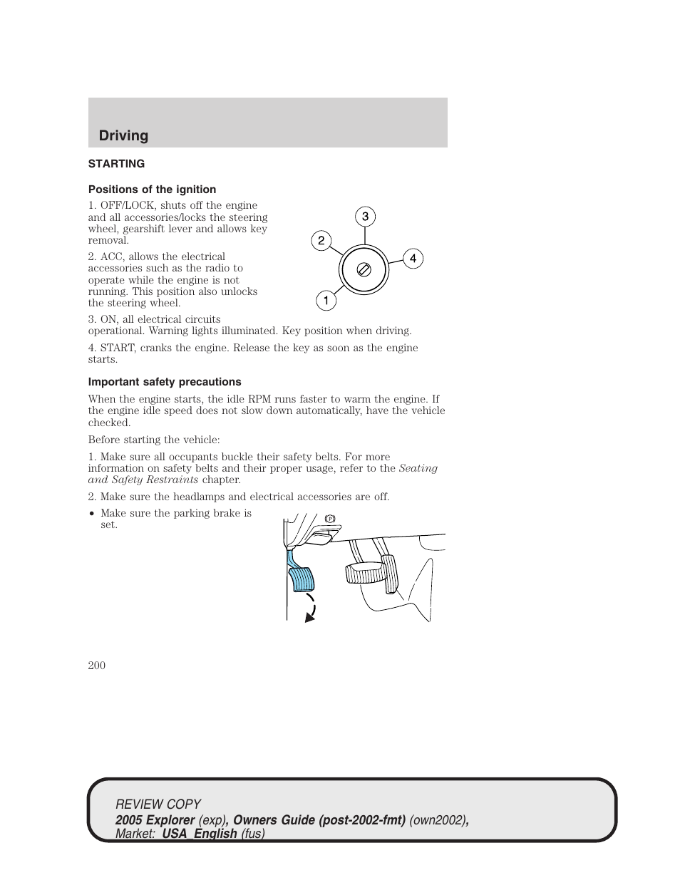 Driving | FORD 2005 Explorer v.1 User Manual | Page 200 / 320