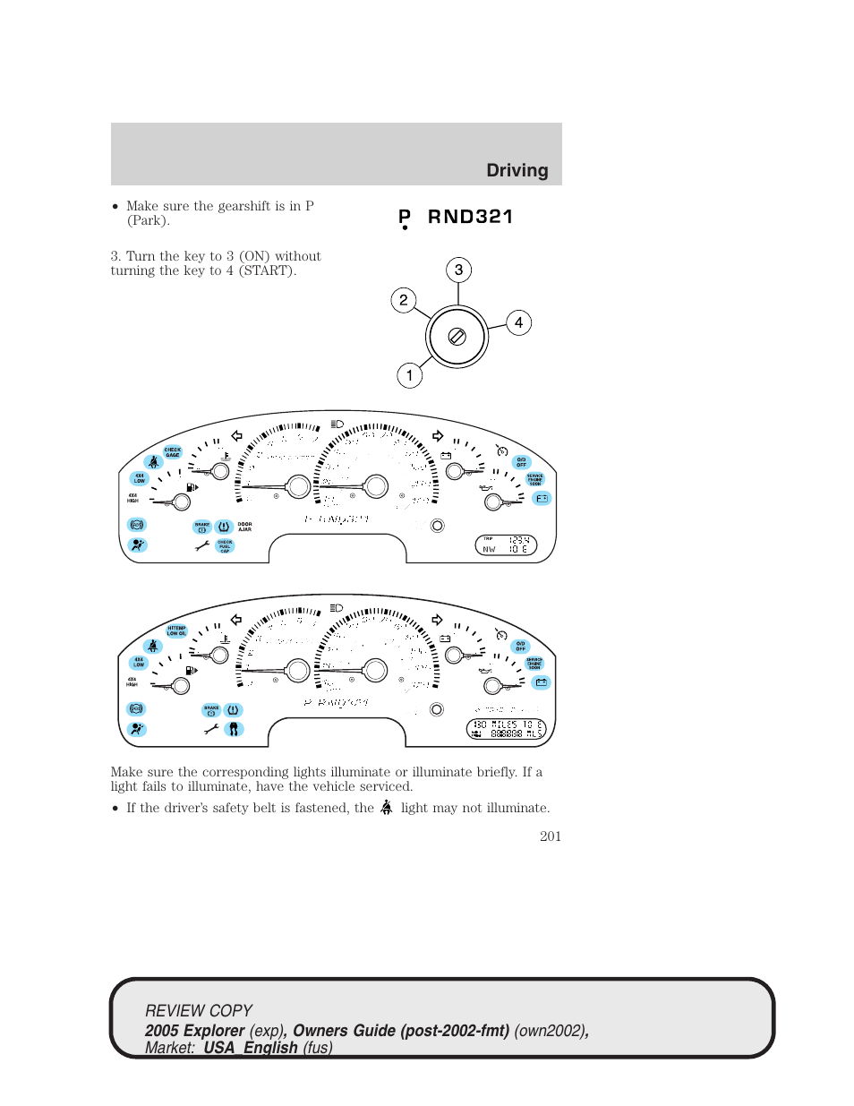 Driving | FORD 2005 Explorer v.1 User Manual | Page 201 / 320