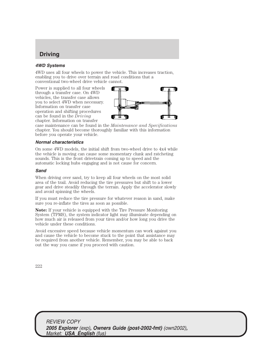 Driving | FORD 2005 Explorer v.1 User Manual | Page 222 / 320