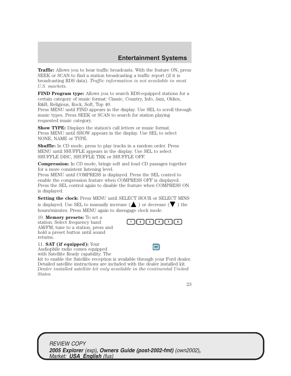 Entertainment systems | FORD 2005 Explorer v.1 User Manual | Page 23 / 320