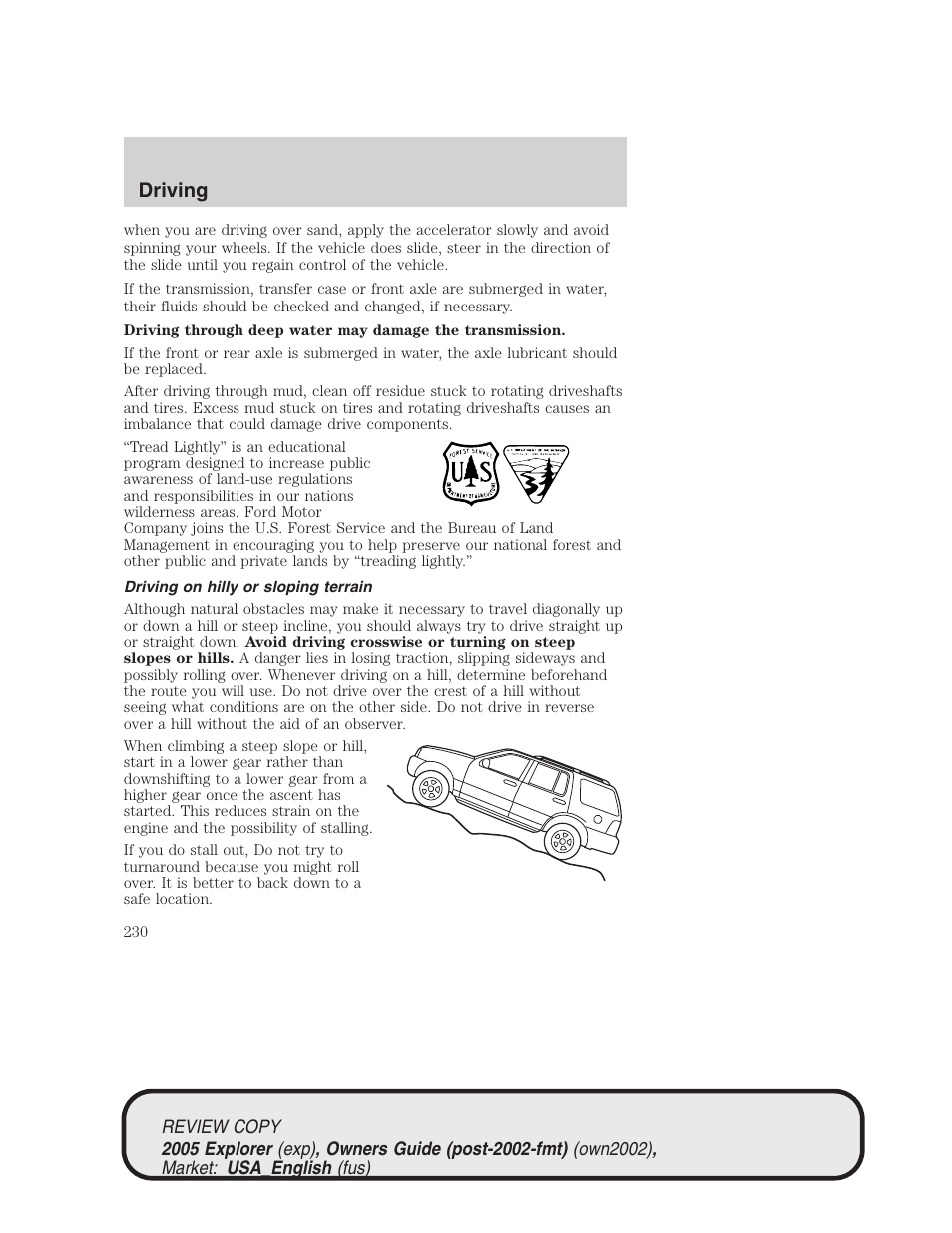 Driving | FORD 2005 Explorer v.1 User Manual | Page 230 / 320