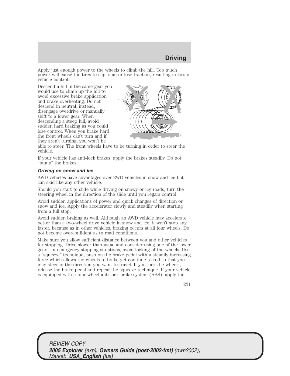 Driving | FORD 2005 Explorer v.1 User Manual | Page 231 / 320