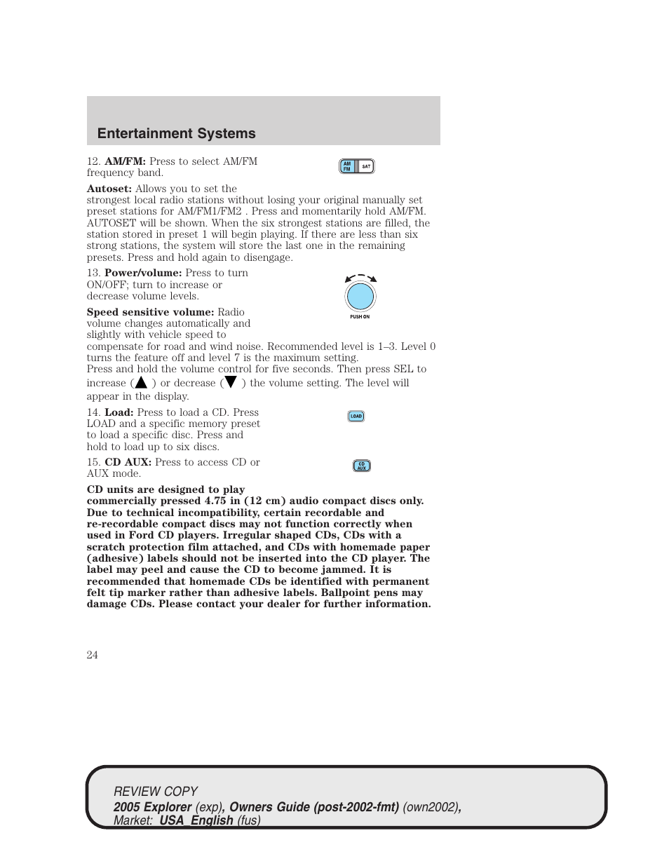 Entertainment systems | FORD 2005 Explorer v.1 User Manual | Page 24 / 320