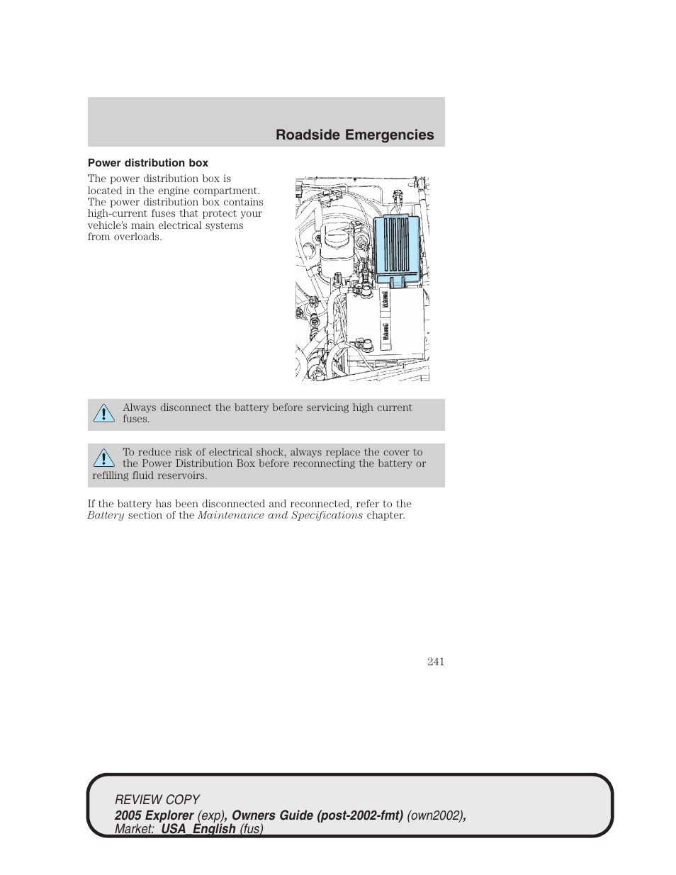 Roadside emergencies | FORD 2005 Explorer v.1 User Manual | Page 241 / 320