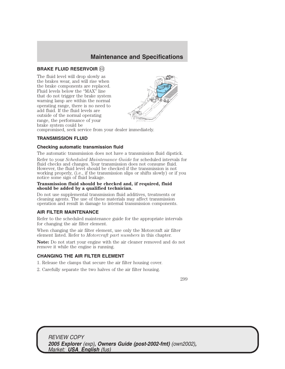 Maintenance and specifications | FORD 2005 Explorer v.1 User Manual | Page 299 / 320