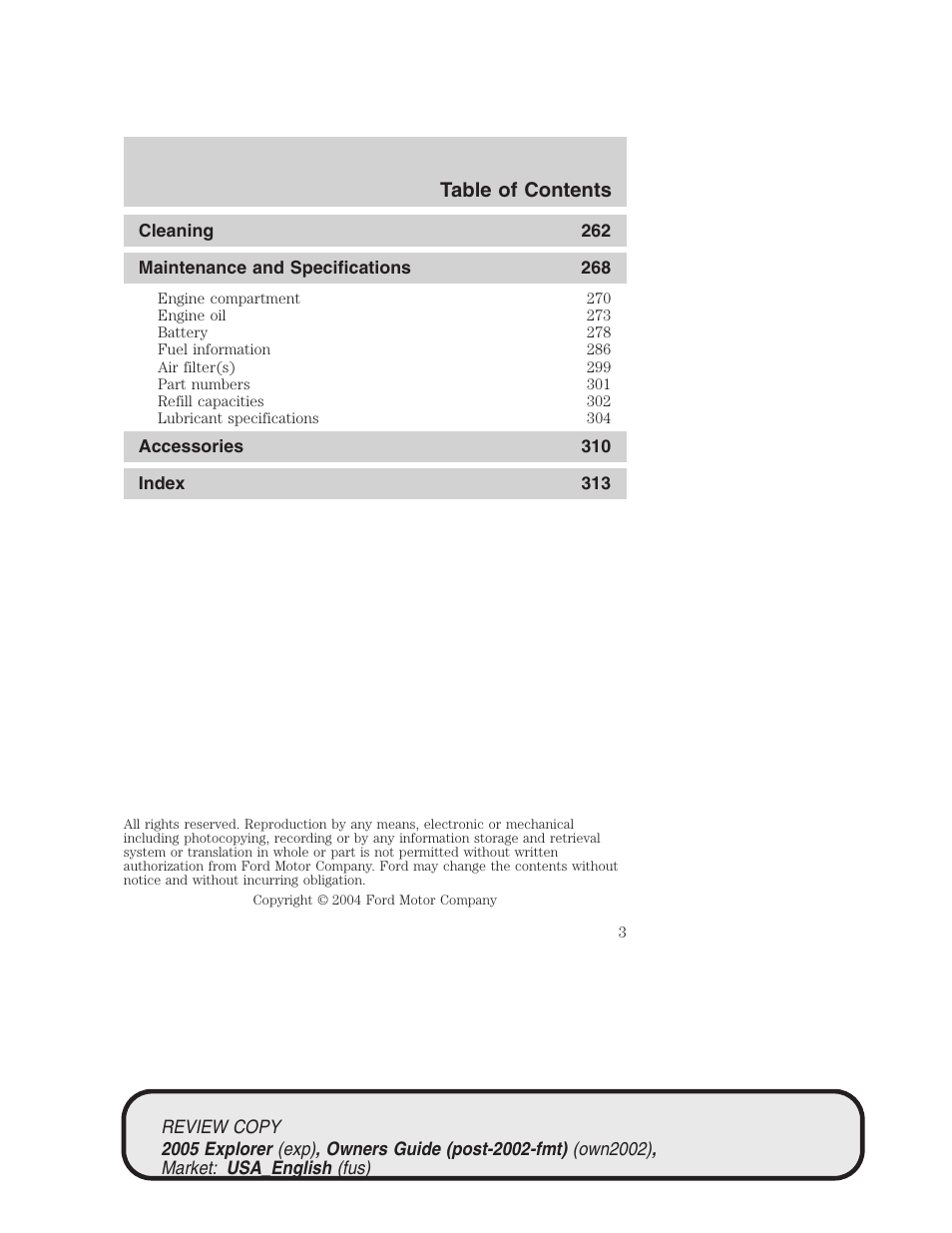 FORD 2005 Explorer v.1 User Manual | Page 3 / 320