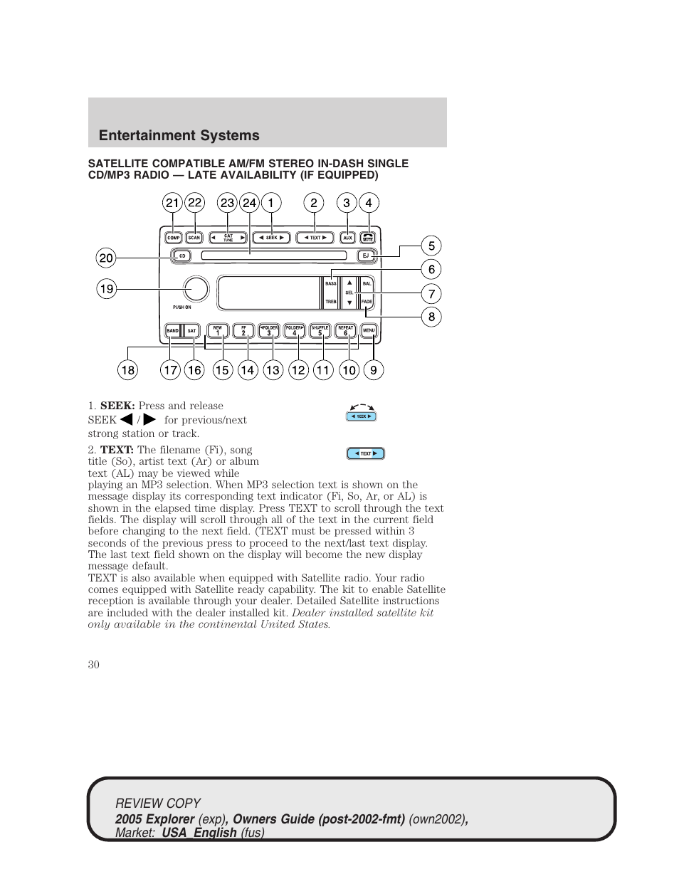 Entertainment systems | FORD 2005 Explorer v.1 User Manual | Page 30 / 320