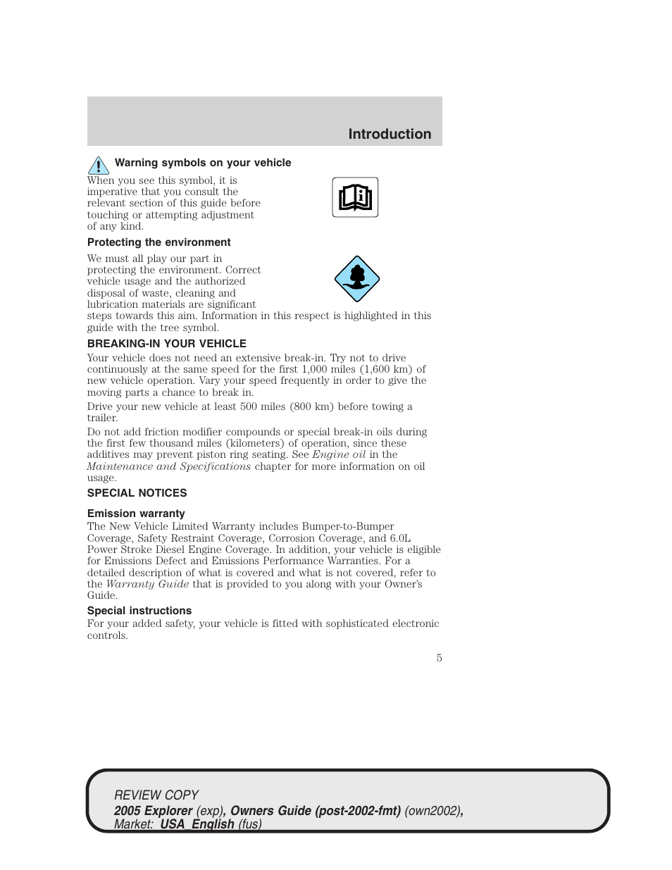Introduction | FORD 2005 Explorer v.1 User Manual | Page 5 / 320