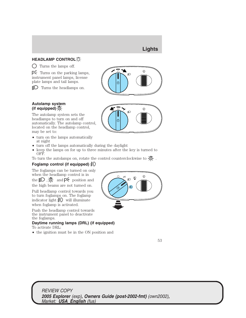 Lights | FORD 2005 Explorer v.1 User Manual | Page 53 / 320