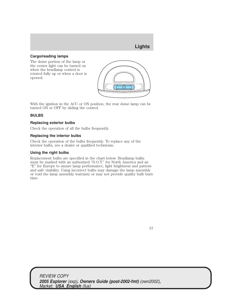 Lights | FORD 2005 Explorer v.1 User Manual | Page 57 / 320