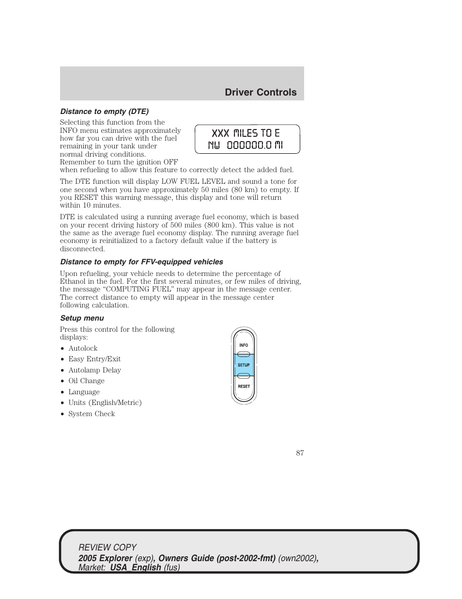 Driver controls | FORD 2005 Explorer v.1 User Manual | Page 87 / 320