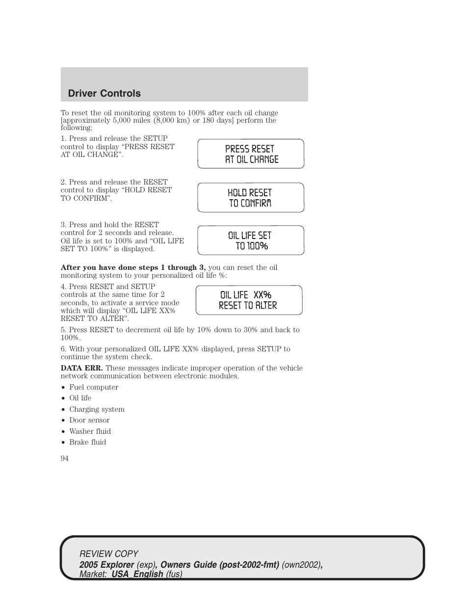 Driver controls | FORD 2005 Explorer v.1 User Manual | Page 94 / 320