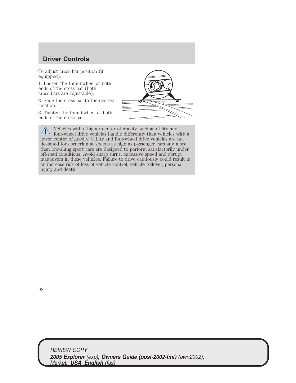 Driver controls | FORD 2005 Explorer v.1 User Manual | Page 98 / 320