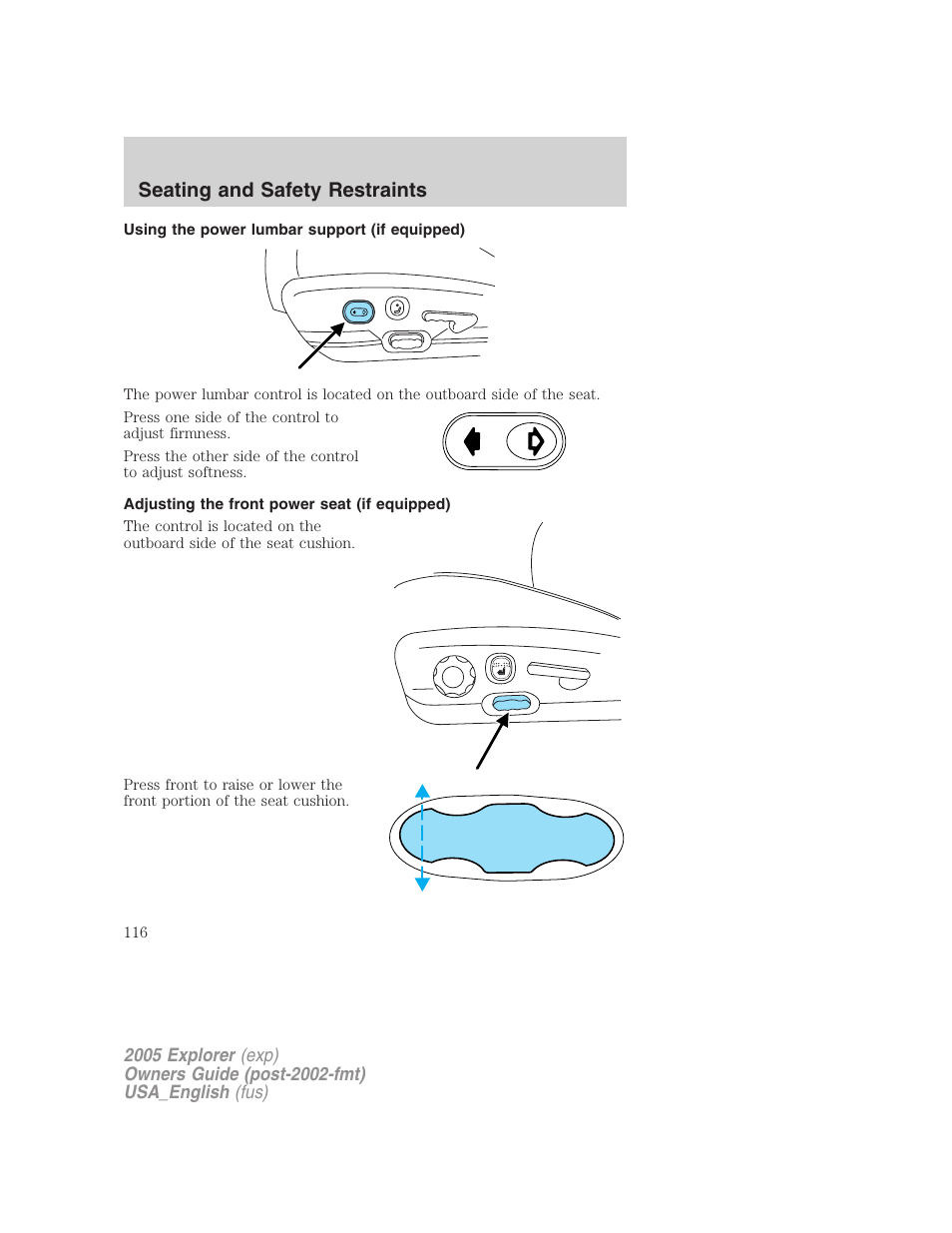 Seating and safety restraints | FORD 2005 Explorer v.2 User Manual | Page 116 / 320