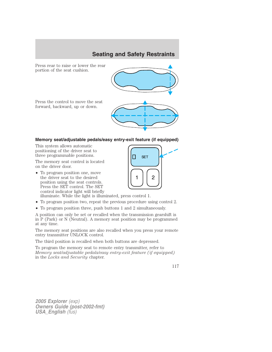 Seating and safety restraints | FORD 2005 Explorer v.2 User Manual | Page 117 / 320