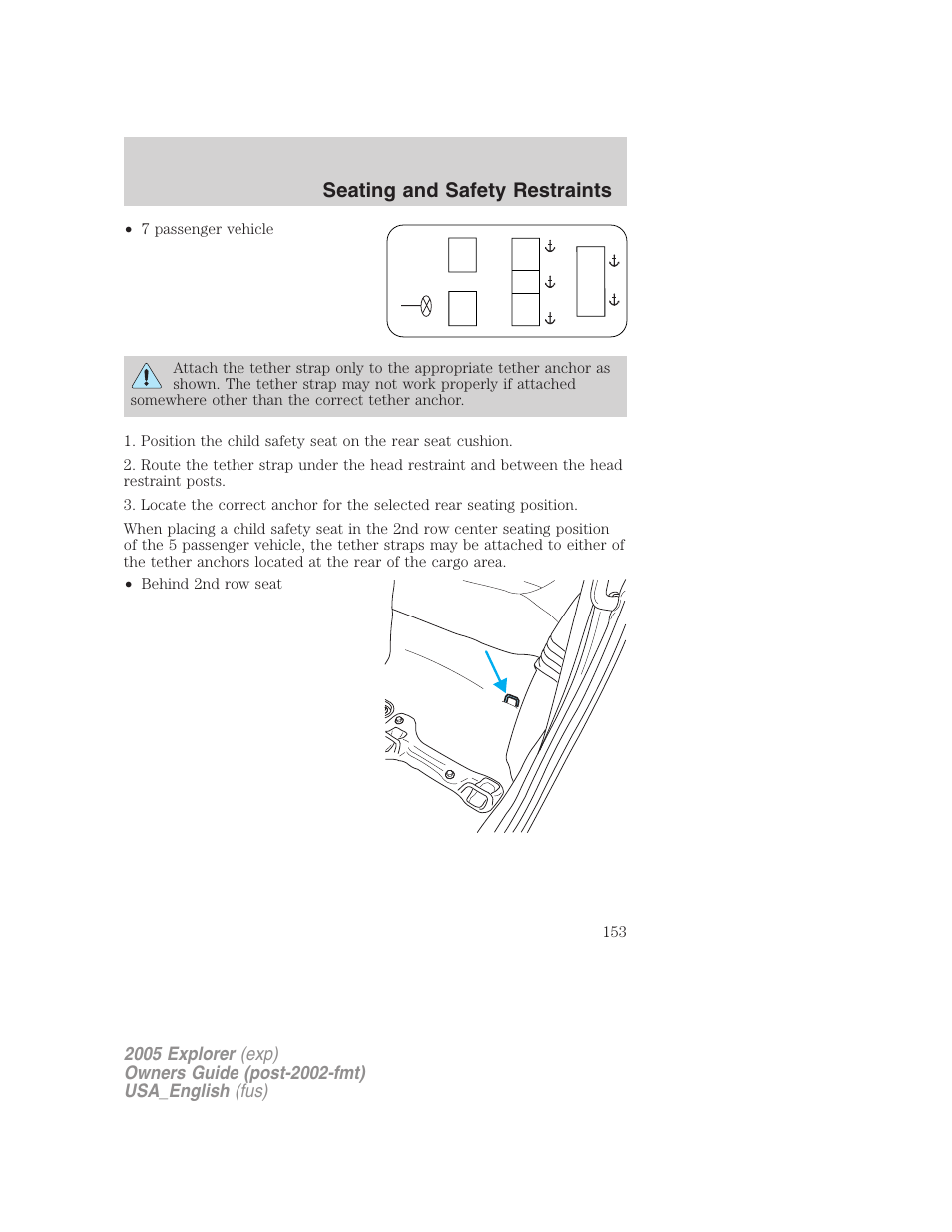 Seating and safety restraints | FORD 2005 Explorer v.2 User Manual | Page 153 / 320