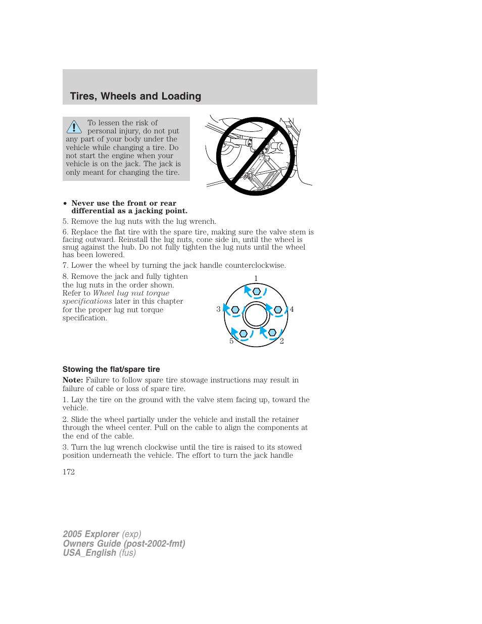 Tires, wheels and loading | FORD 2005 Explorer v.2 User Manual | Page 172 / 320