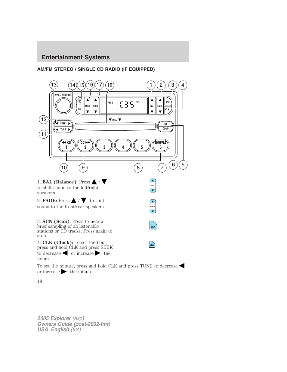 Entertainment systems | FORD 2005 Explorer v.2 User Manual | Page 18 / 320