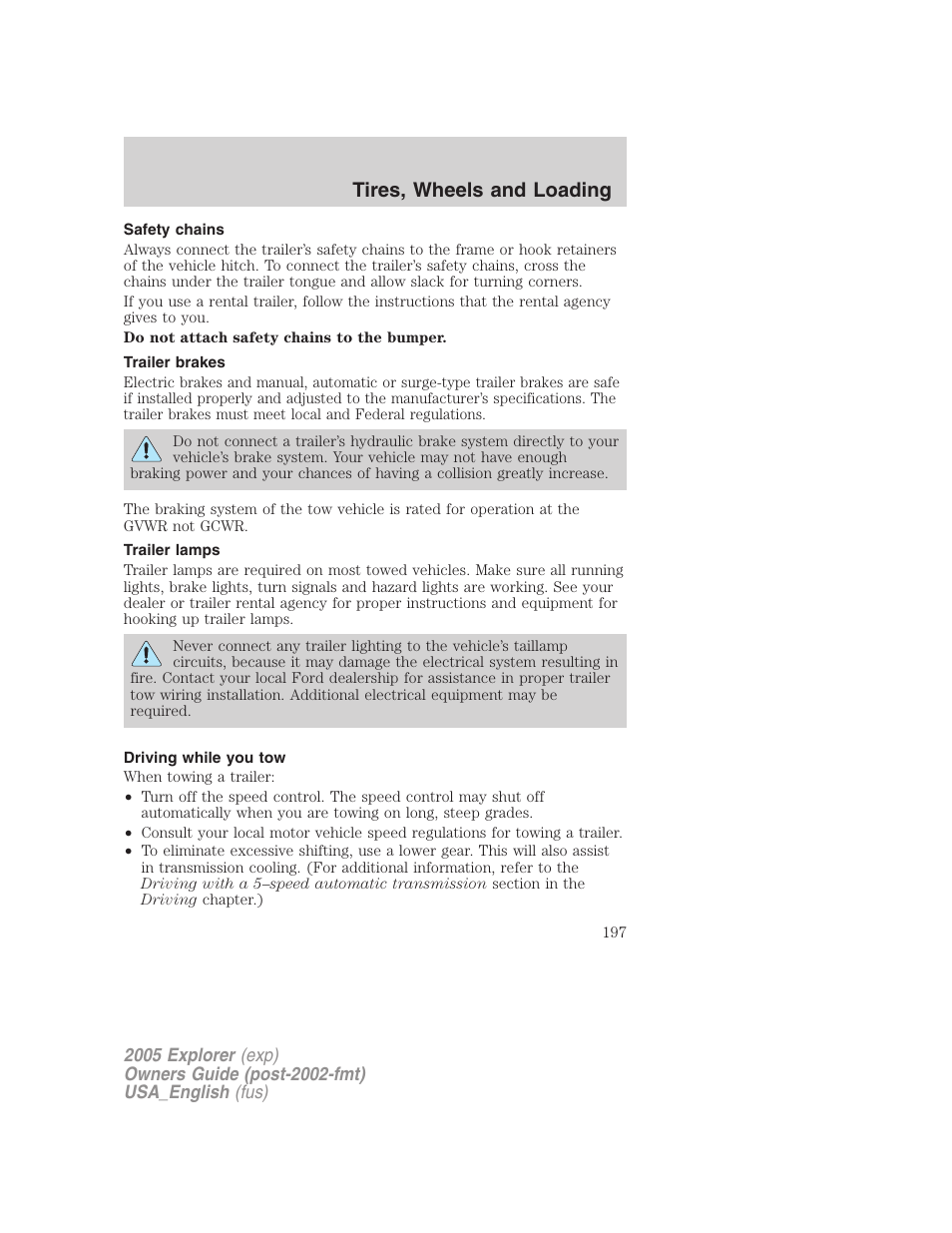 Tires, wheels and loading | FORD 2005 Explorer v.2 User Manual | Page 197 / 320