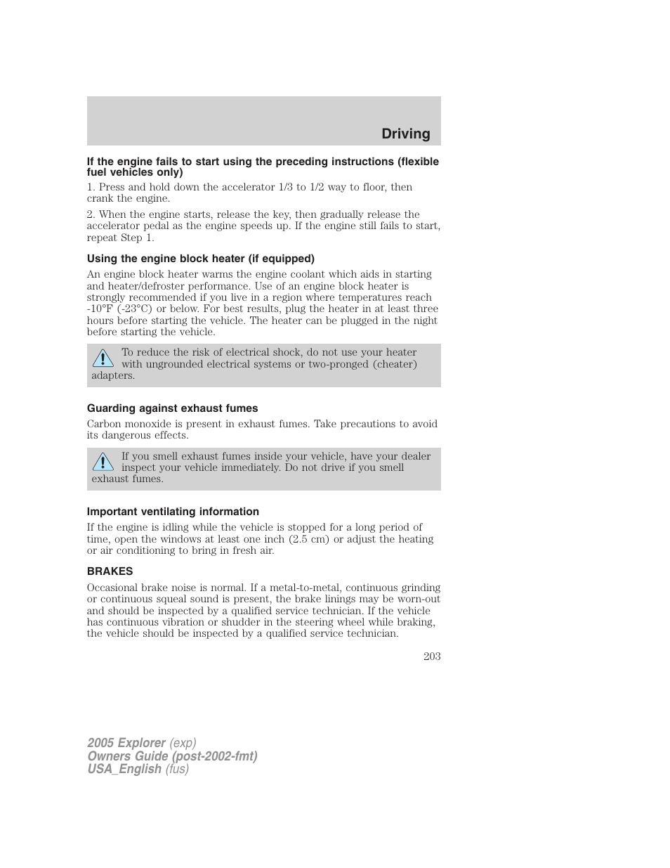 Driving | FORD 2005 Explorer v.2 User Manual | Page 203 / 320