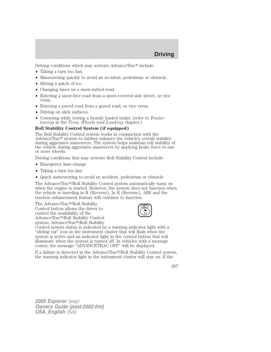 Driving | FORD 2005 Explorer v.2 User Manual | Page 207 / 320