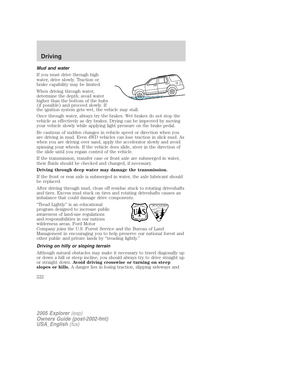 Driving | FORD 2005 Explorer v.2 User Manual | Page 222 / 320