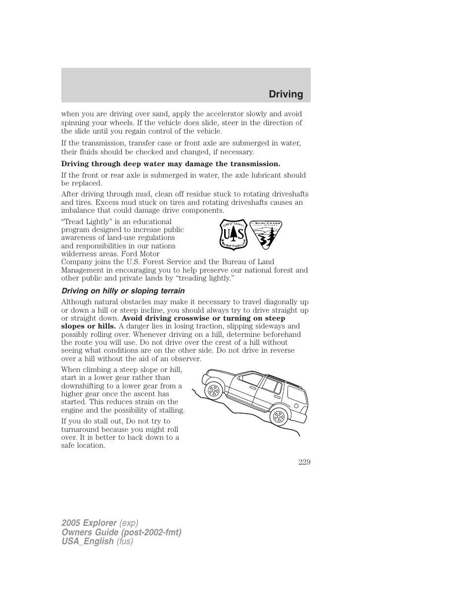 Driving | FORD 2005 Explorer v.2 User Manual | Page 229 / 320