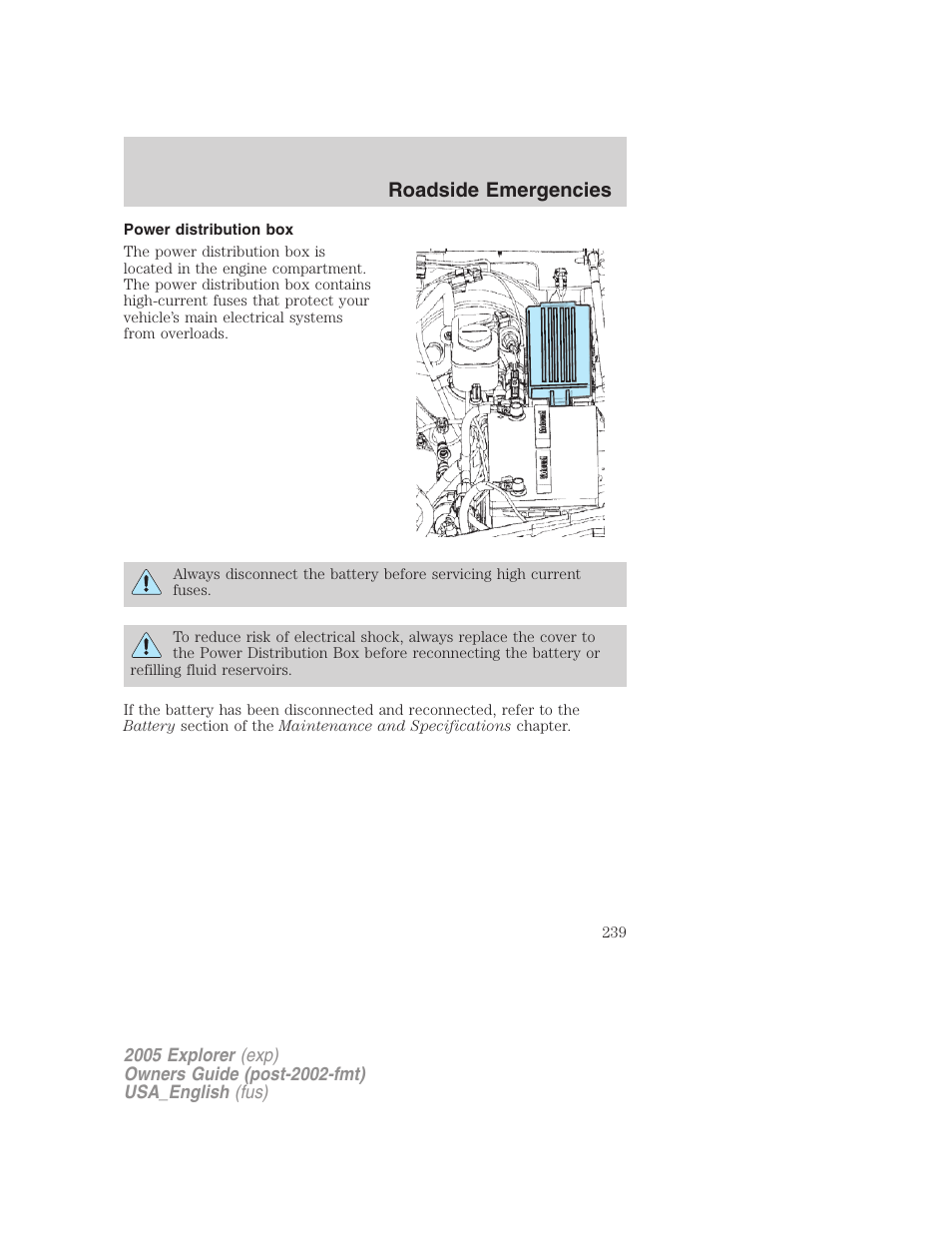 Roadside emergencies | FORD 2005 Explorer v.2 User Manual | Page 239 / 320