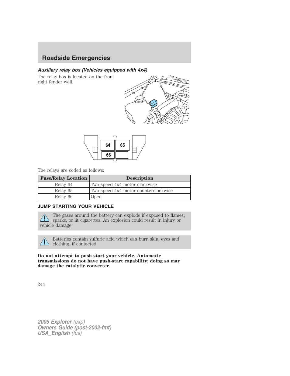 Roadside emergencies | FORD 2005 Explorer v.2 User Manual | Page 244 / 320
