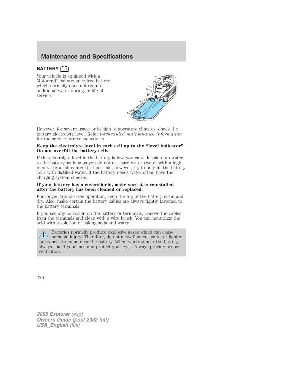 Maintenance and specifications | FORD 2005 Explorer v.2 User Manual | Page 276 / 320