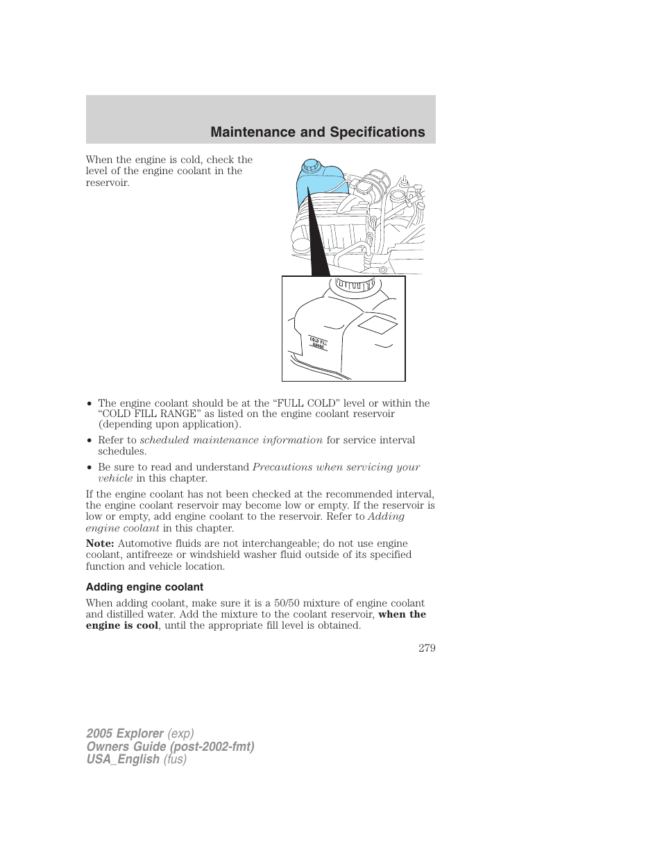 Maintenance and specifications | FORD 2005 Explorer v.2 User Manual | Page 279 / 320