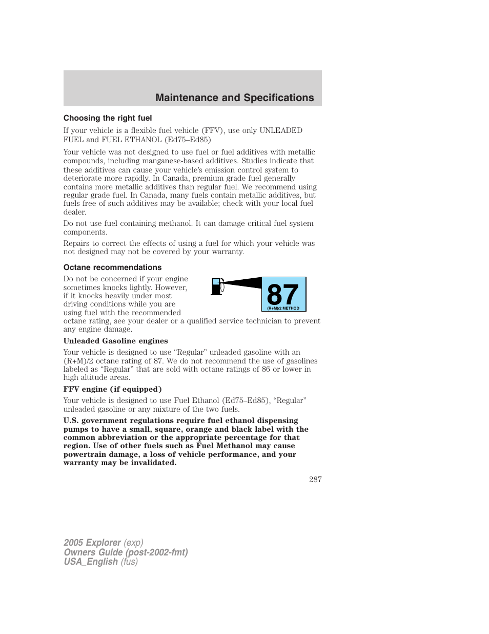 FORD 2005 Explorer v.2 User Manual | Page 287 / 320