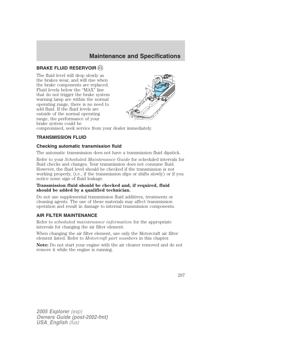 Maintenance and specifications | FORD 2005 Explorer v.2 User Manual | Page 297 / 320