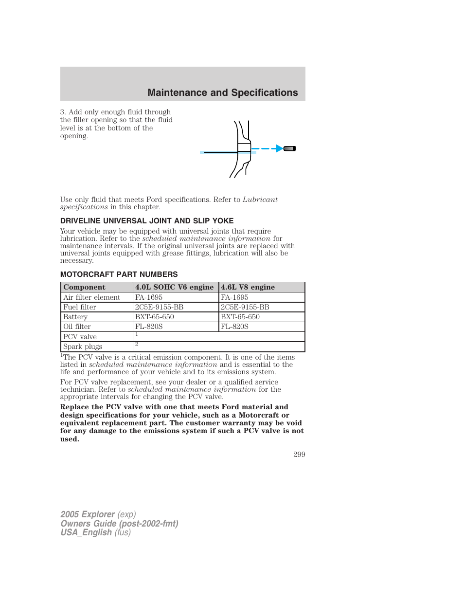 Maintenance and specifications | FORD 2005 Explorer v.2 User Manual | Page 299 / 320