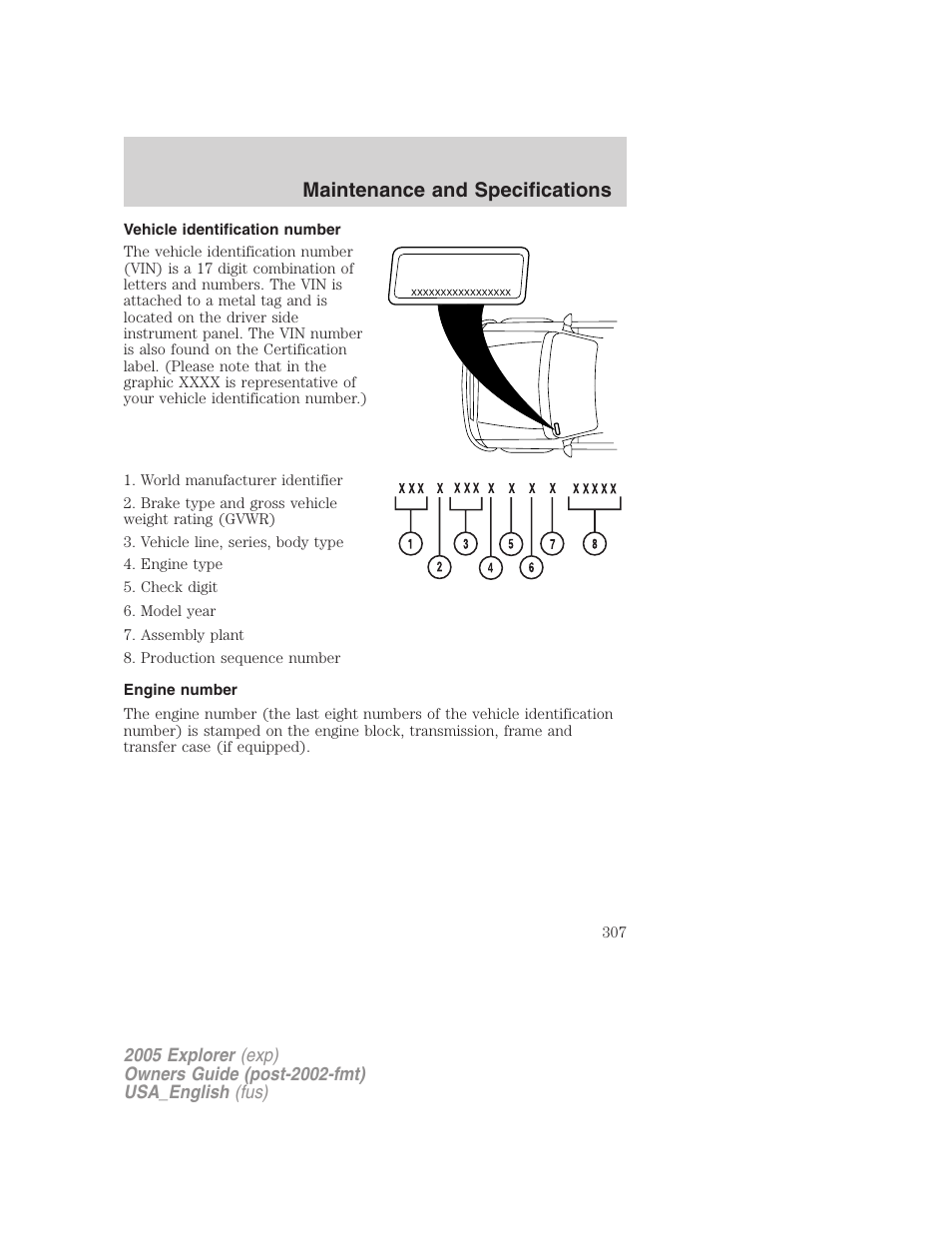 Maintenance and specifications | FORD 2005 Explorer v.2 User Manual | Page 307 / 320