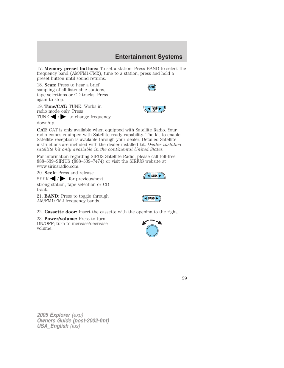 Entertainment systems | FORD 2005 Explorer v.2 User Manual | Page 39 / 320