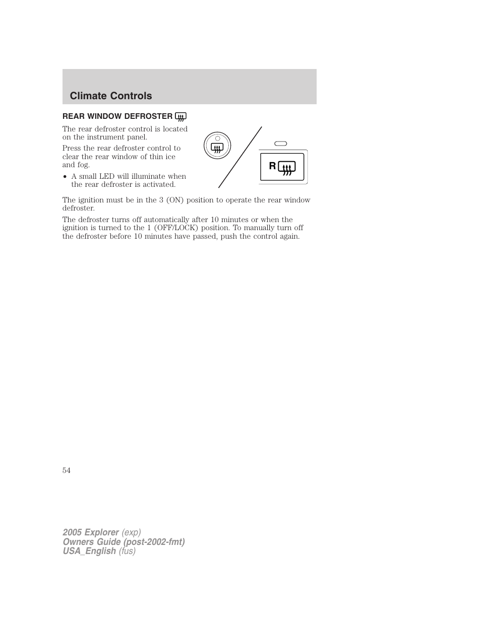 Climate controls | FORD 2005 Explorer v.2 User Manual | Page 54 / 320