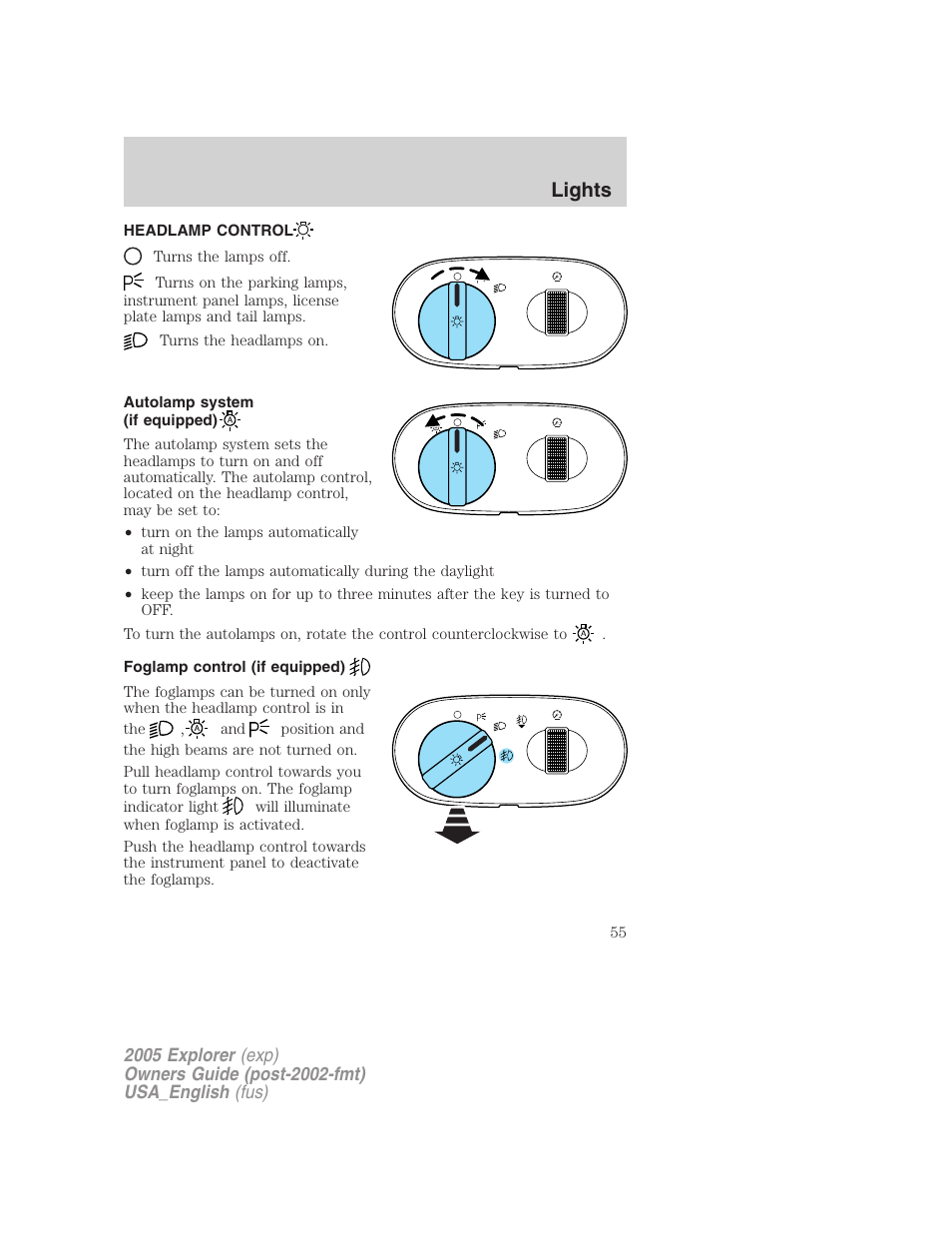 Lights | FORD 2005 Explorer v.2 User Manual | Page 55 / 320