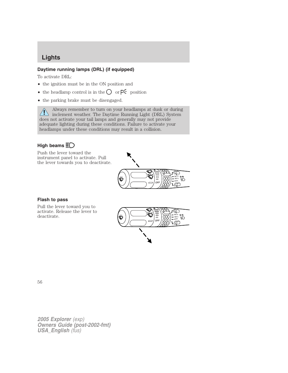 Lights | FORD 2005 Explorer v.2 User Manual | Page 56 / 320
