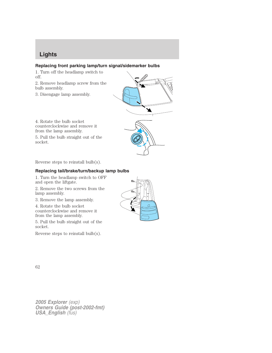 Lights | FORD 2005 Explorer v.2 User Manual | Page 62 / 320