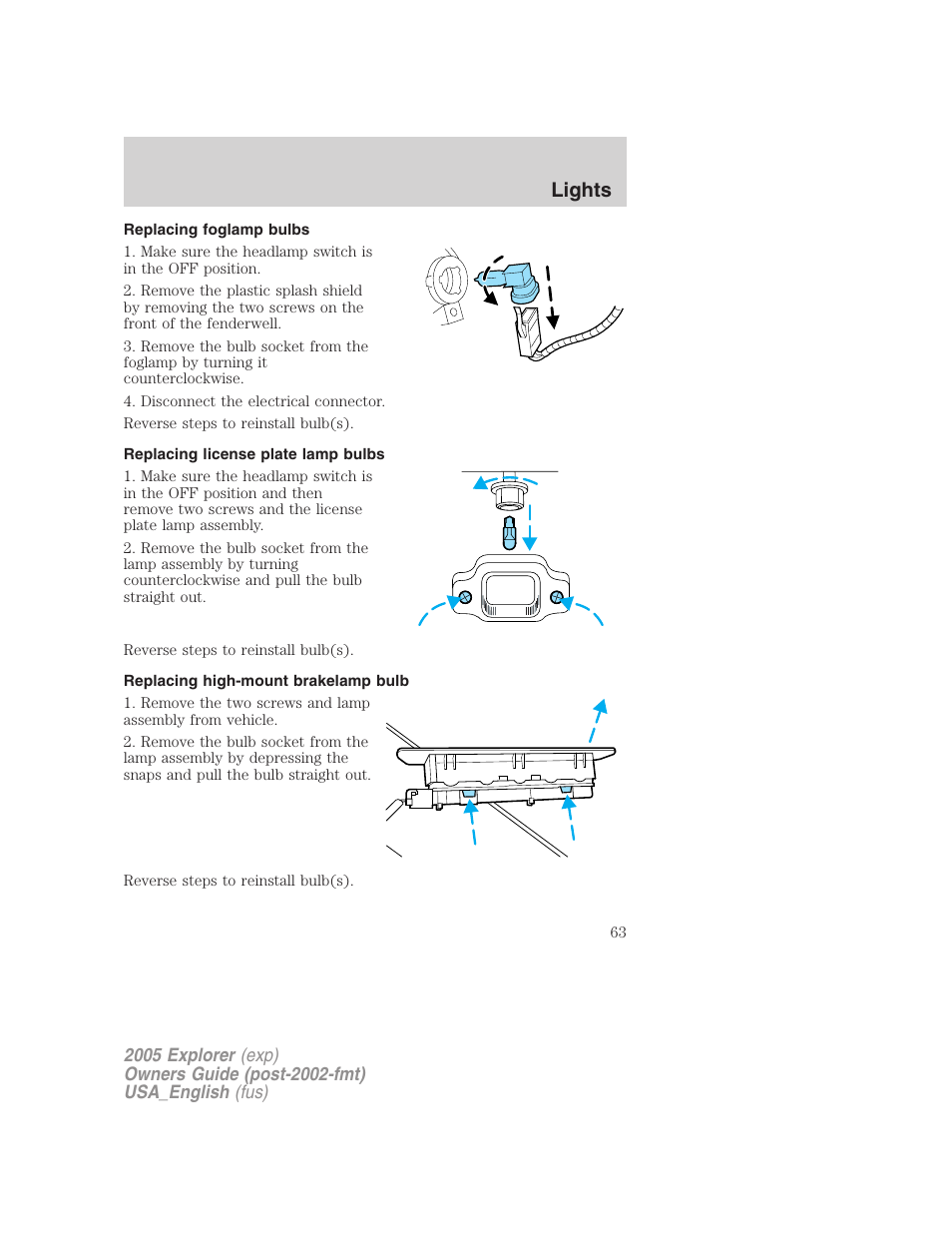 Lights | FORD 2005 Explorer v.2 User Manual | Page 63 / 320