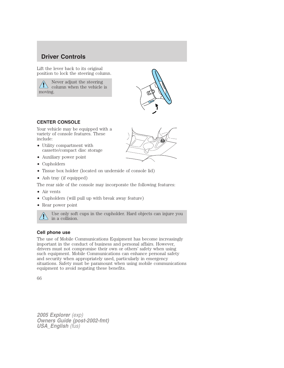 Driver controls | FORD 2005 Explorer v.2 User Manual | Page 66 / 320