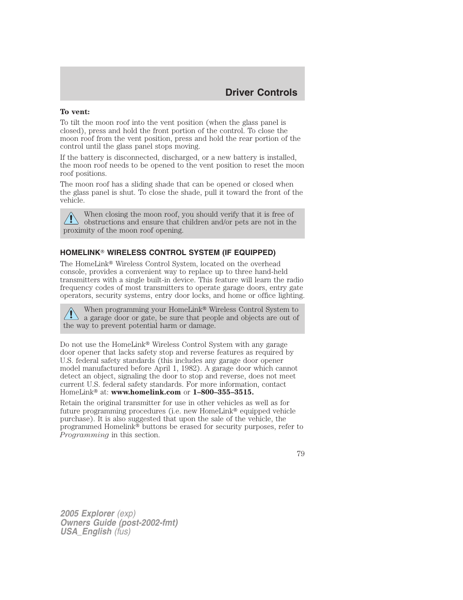 Driver controls | FORD 2005 Explorer v.2 User Manual | Page 79 / 320