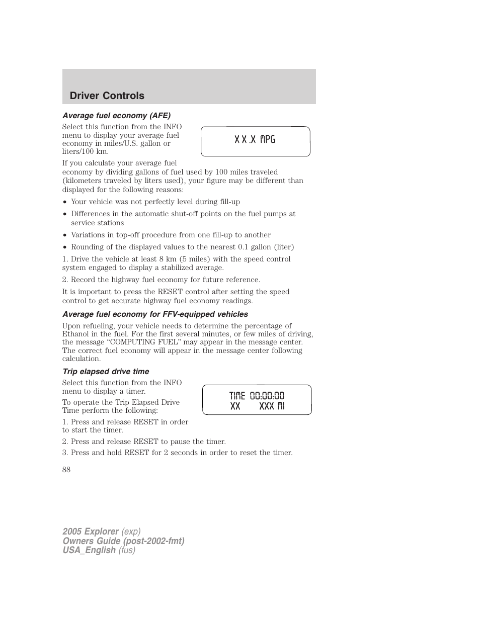 Driver controls | FORD 2005 Explorer v.2 User Manual | Page 88 / 320